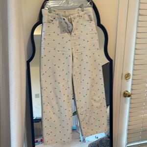 Cream Patterned Jeans